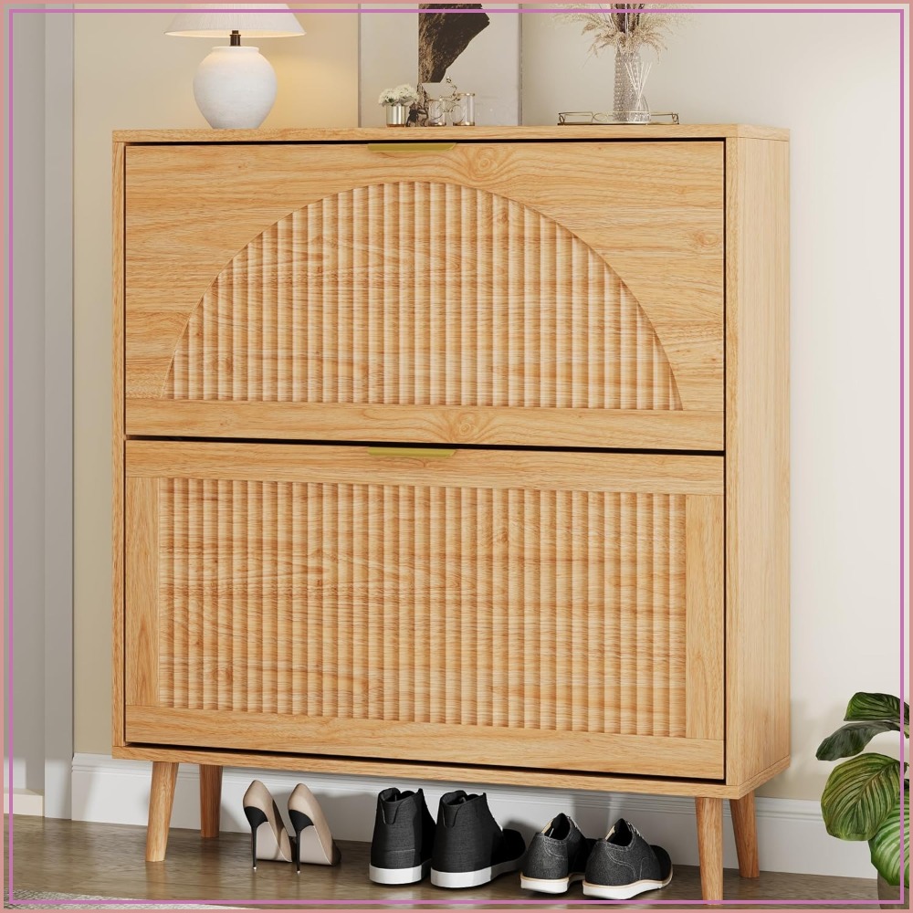 Shoe Rack Cabinet Narrow Entryway - 3 Flip Drawer Shoe Storage Cabinet