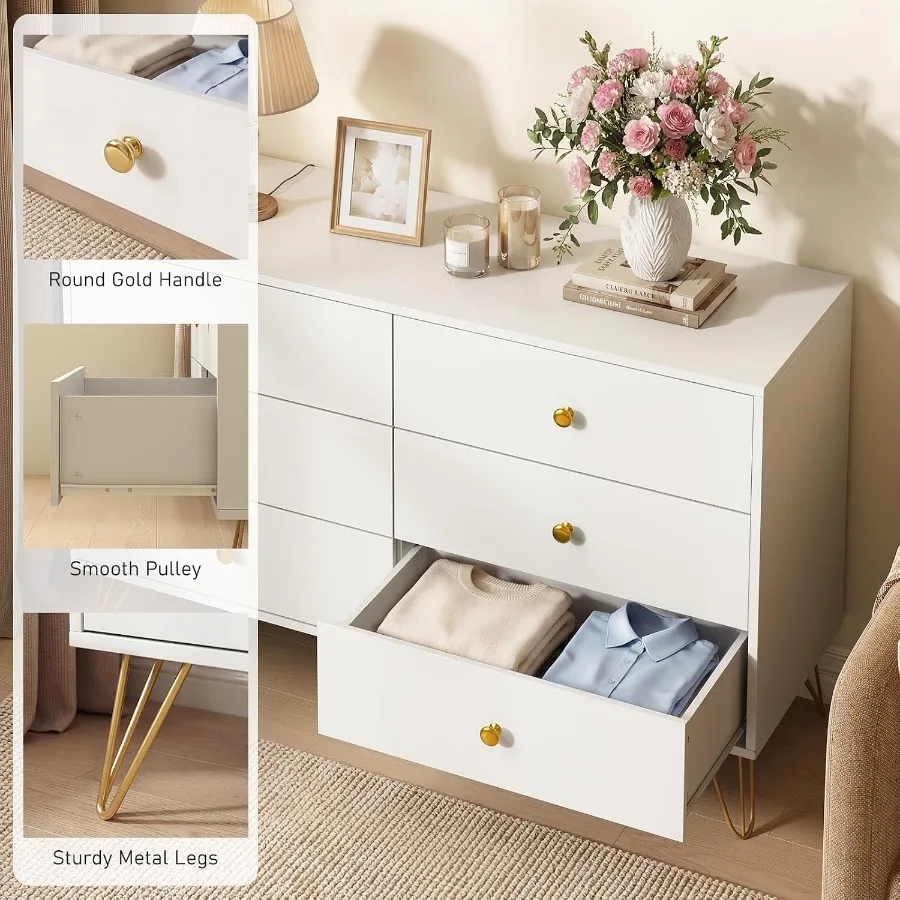 Bedroom 6-Drawer White Dresser - Storage ulasan dan harga
