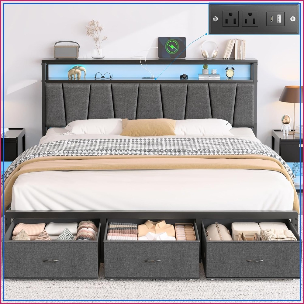 King Size Bed Frame with Stora - King Size Bed Frame With Storage Drawers ulasan dan harga