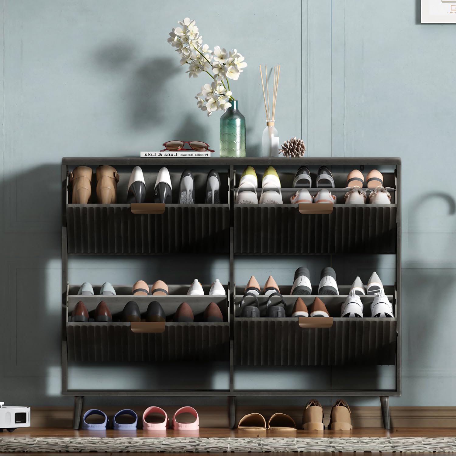 Shoe Cabinet Storage,Modern Fr - Shoe Rack Cabinet Narrow Entryway ulasan dan harga
