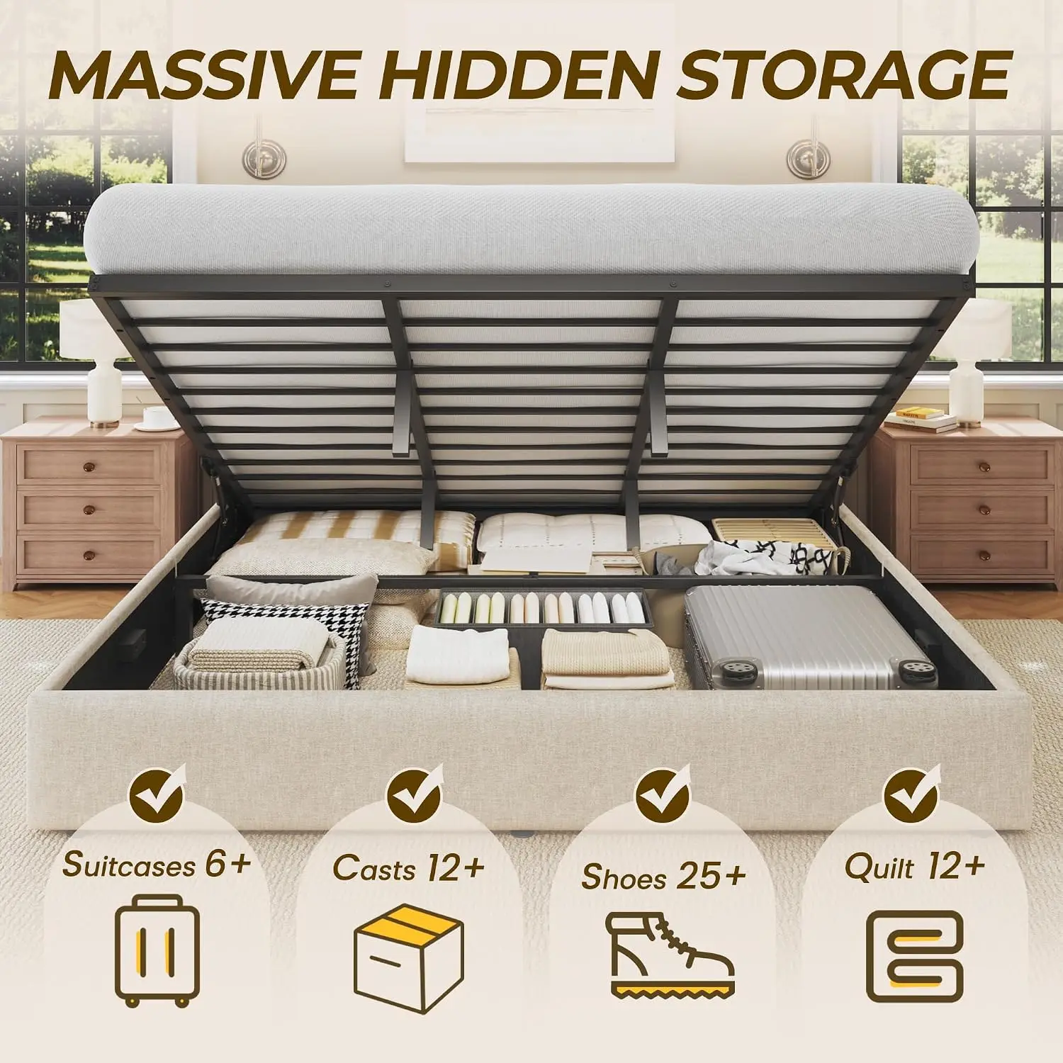 King Size Lift Up Storage Bed  - Gas Lift Storage Bed Hydraulic ulasan dan harga