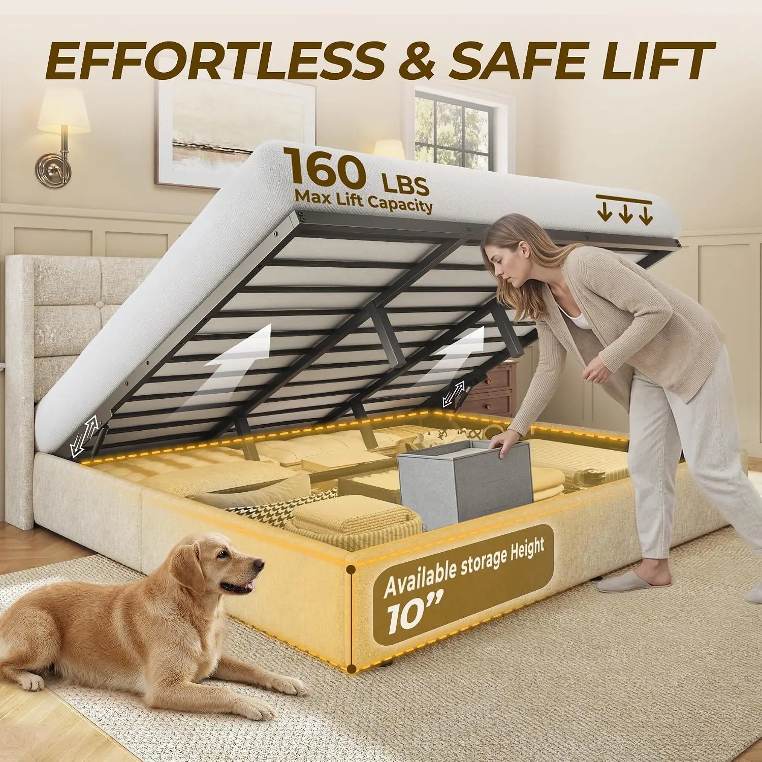 King Size Lift Up Storage Bed  - Gas Lift Storage Bed Hydraulic ulasan dan harga