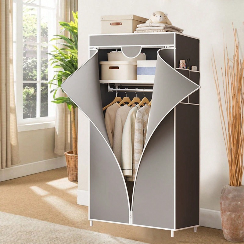 Red/Gray/Blue/Coffee Portable  - Wardrobe Closet Portable Fabric Cover ulasan dan harga