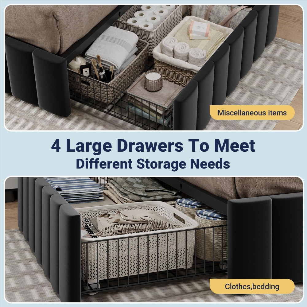King Size Platform Bed Frame w - King Size Bed Frame With Storage Drawers ulasan dan harga