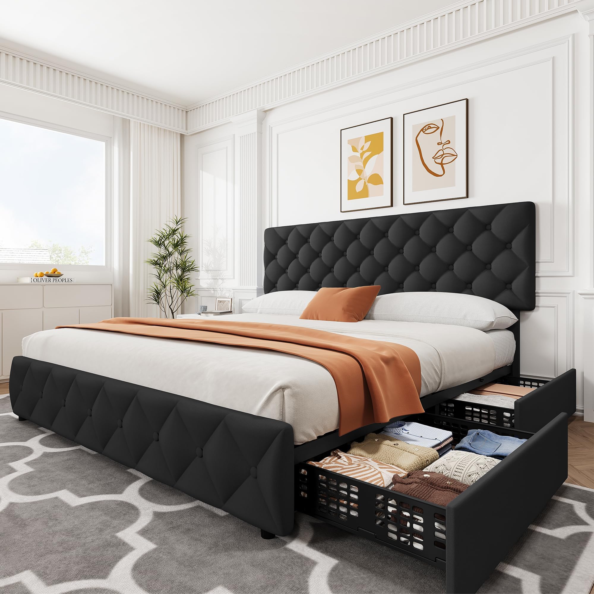 King Size Bed Frame with 4 Sto - King Size Bed Frame With Storage Drawers ulasan dan harga