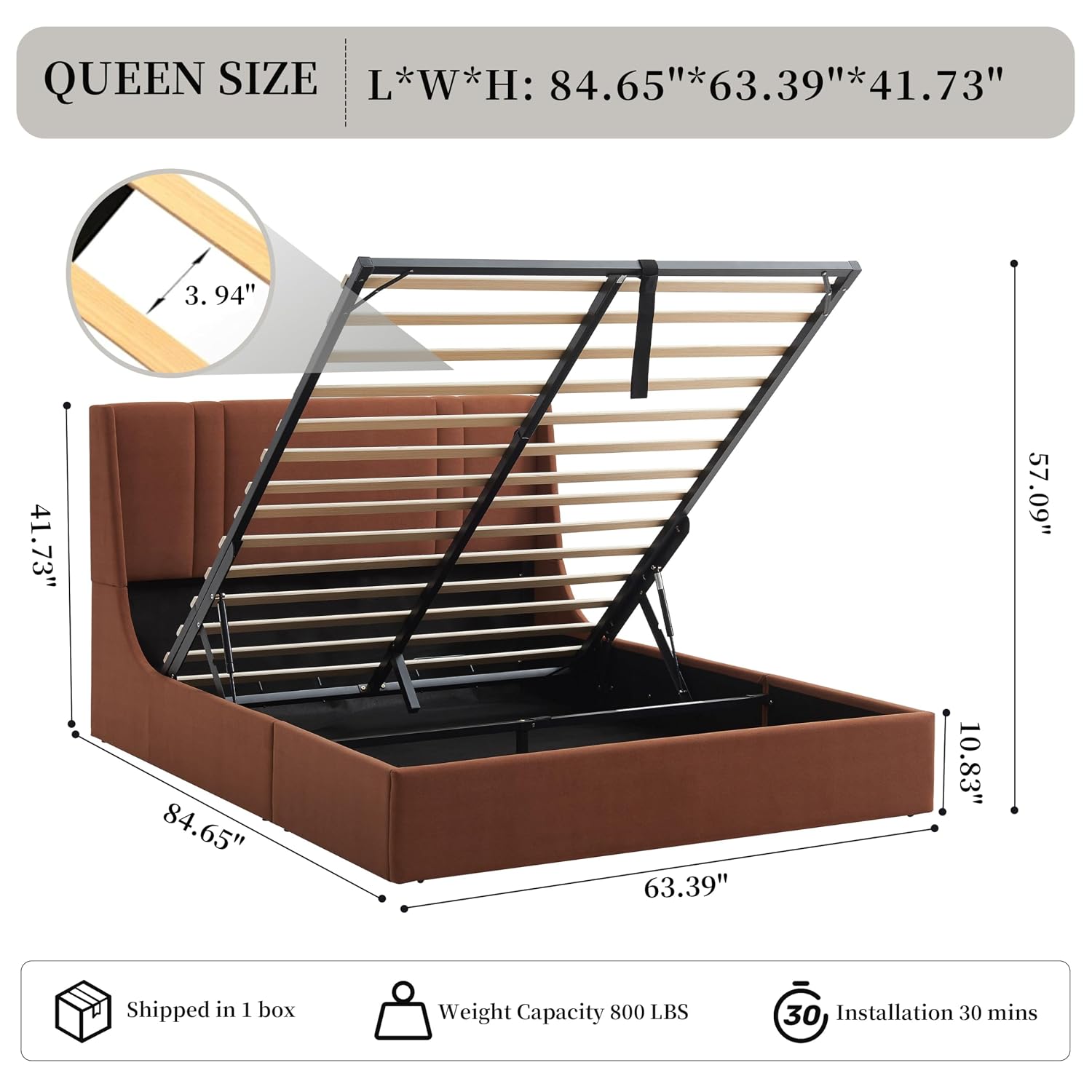 Queen Lift Up Storage Bed Fram - Gas Lift Storage Bed Hydraulic ulasan dan harga