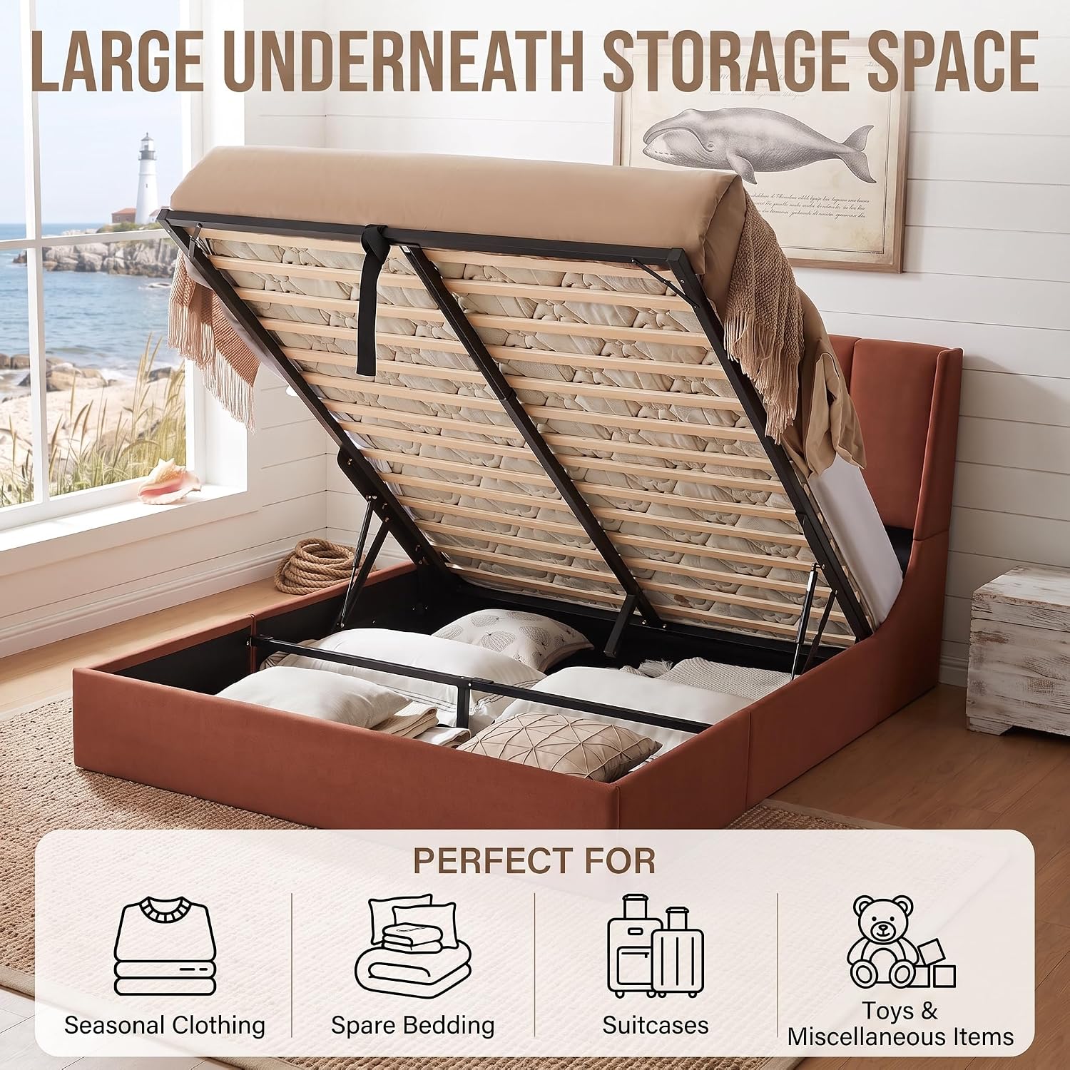 Queen Lift Up Storage Bed Fram - Gas Lift Storage Bed Hydraulic ulasan dan harga