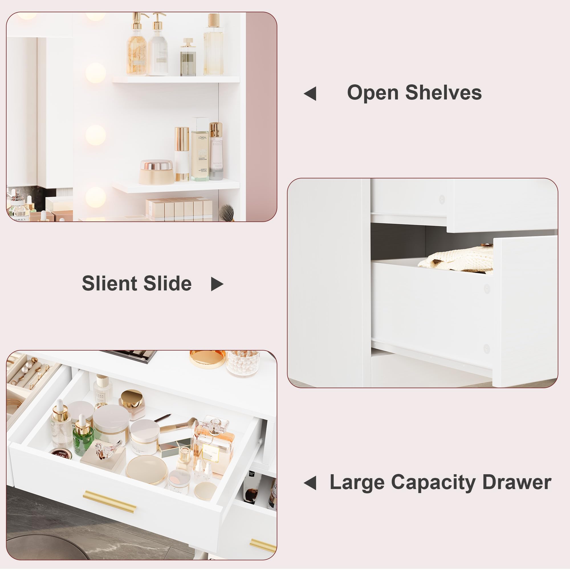 61in Vanity Desk with Mirror & - Dressing Table Vanity With Lighted Mirror ulasan dan harga