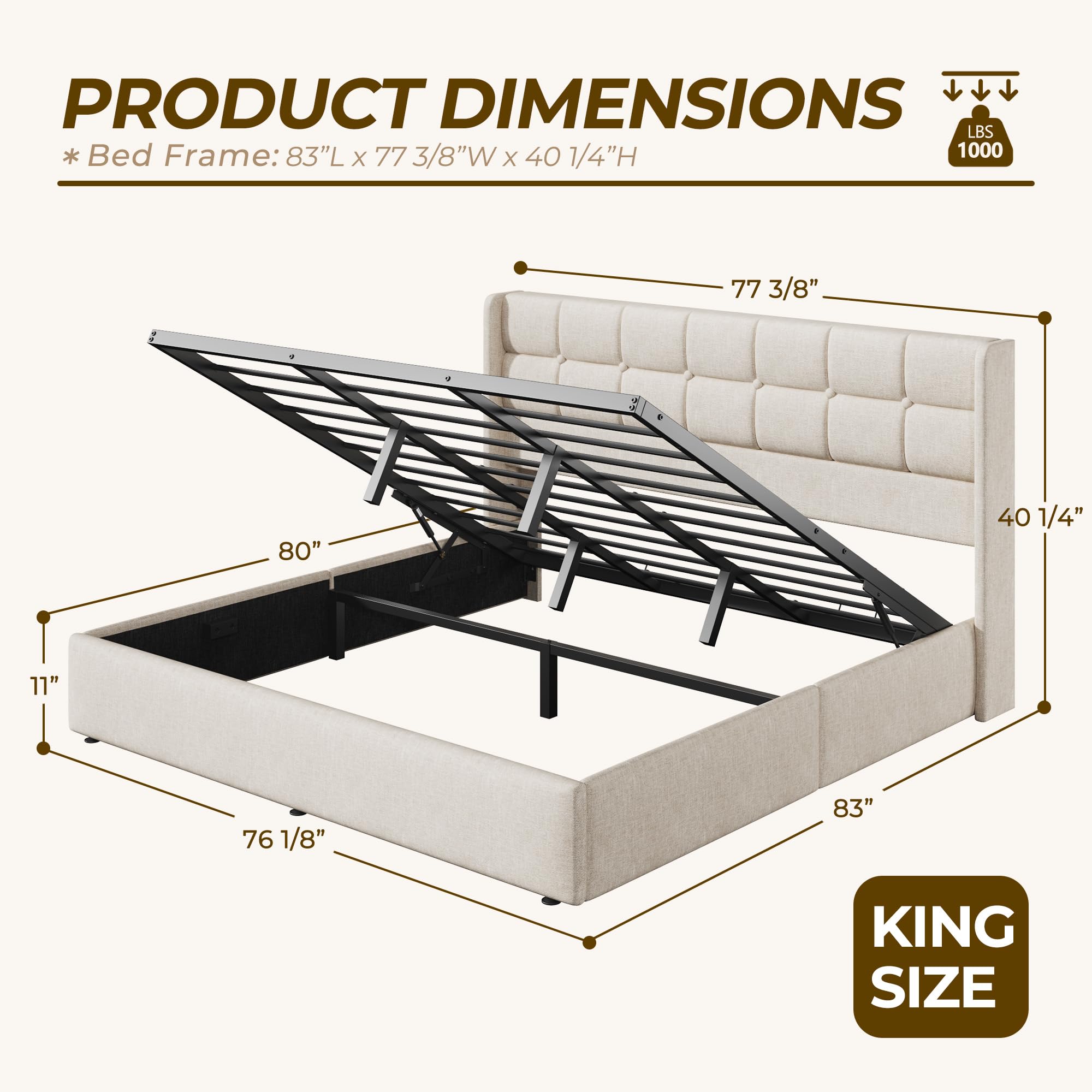 HIT King Size Lift Up Storage  - Gas Lift Storage Bed Hydraulic ulasan dan harga