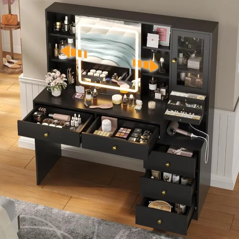 5-Drawer Dressing Vanity Table - Dressing Table Vanity With Lighted Mirror ulasan dan harga