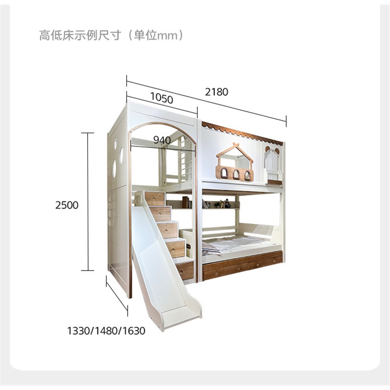 Modern Pink Solid Wood Kids Bu - Bunk Bed With Stairs And Slide ulasan dan harga
